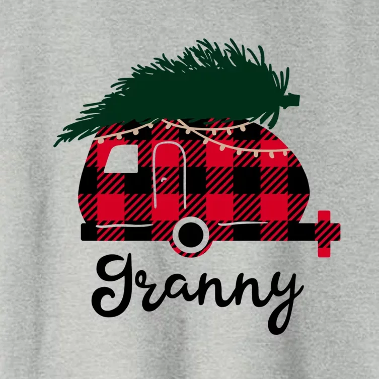 Christmas Granny Buffalo Car Tree Red Plaid Xmas Pajamas Great Gift Women's Crop Top Tee