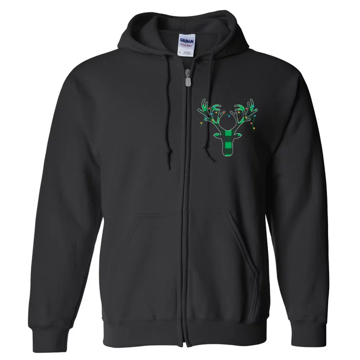 Classic Green Black Christmas Full Zip Hoodie