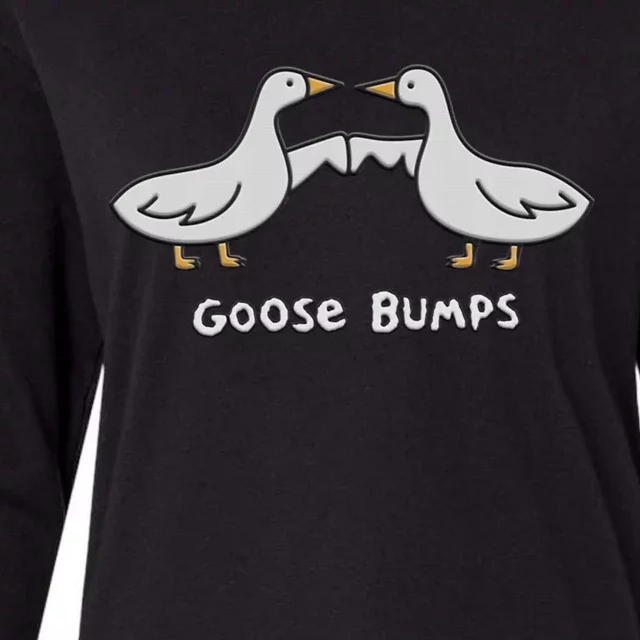 Cute Goose Bumps Funny Goose Embroidery Geese Fist Bump Pun Womens Cotton Relaxed Long Sleeve T-Shirt