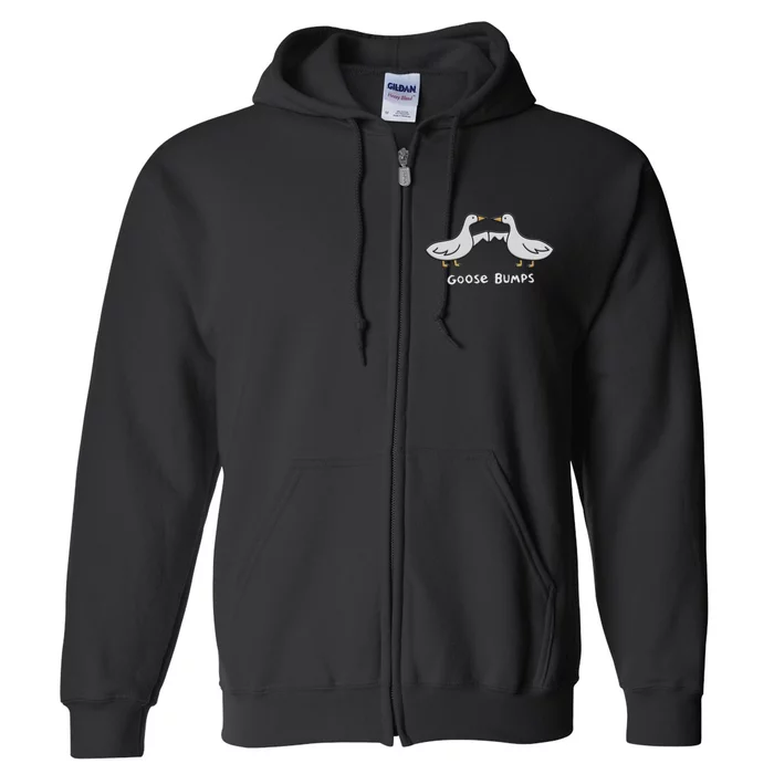 Cute Goose Bumps Funny Goose Embroidery Geese Fist Bump Pun Full Zip Hoodie