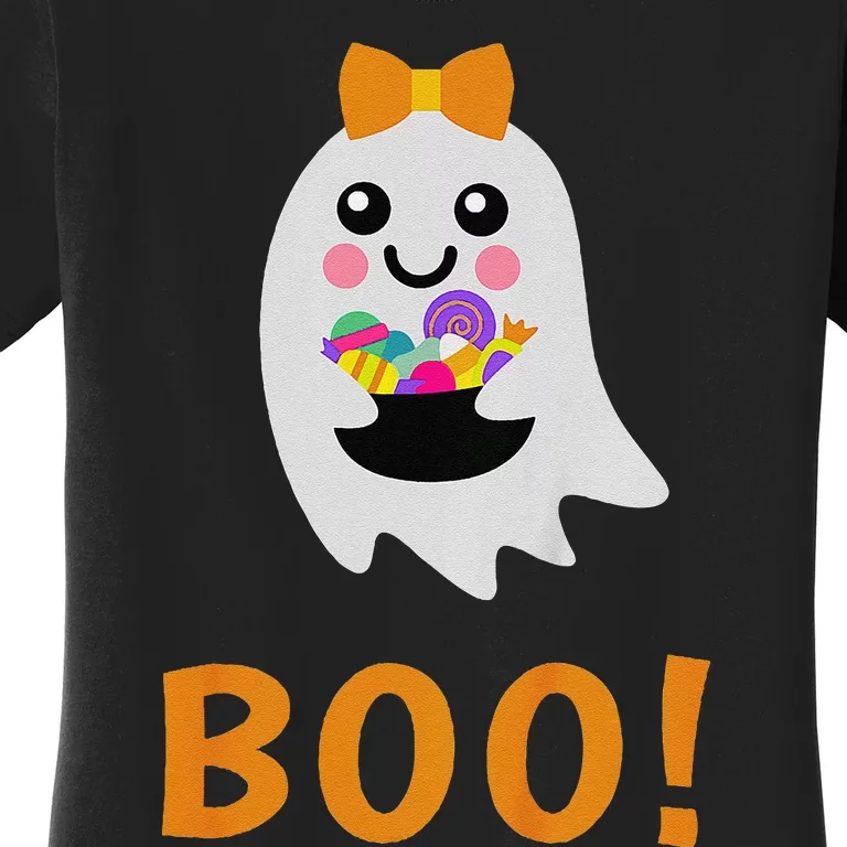 Cute Ghost Boo! With Sweets Halloween Women's T-Shirt