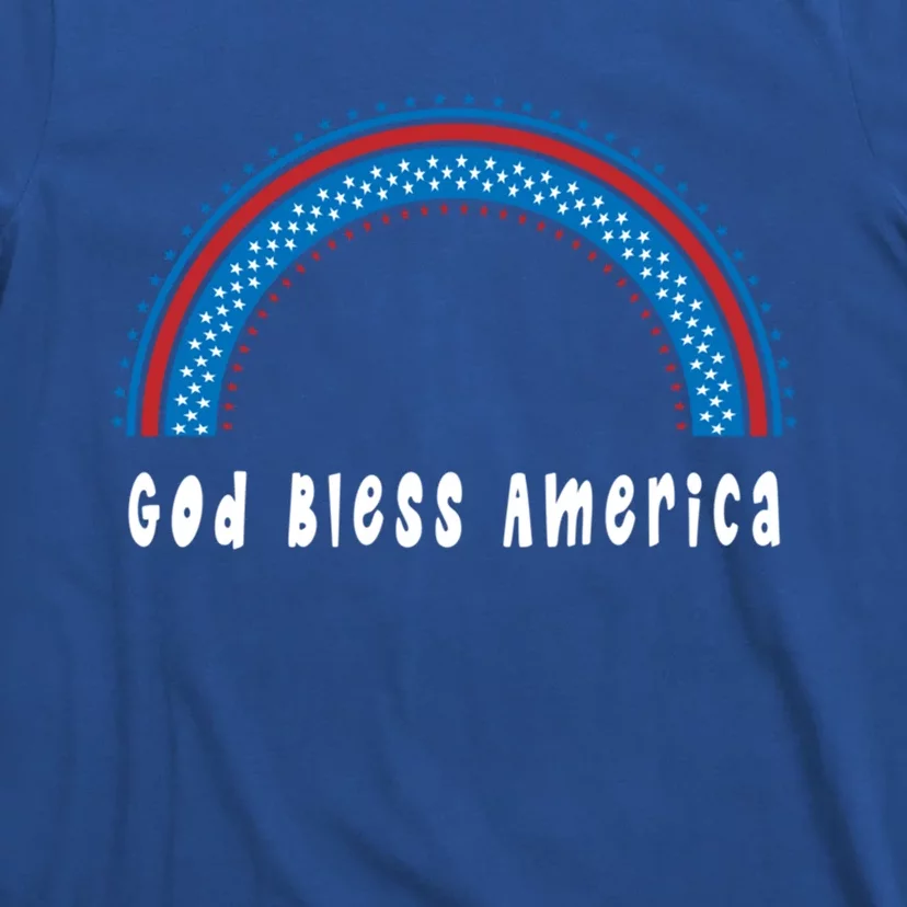 Cute God Bless America Patriotic Red White Blue Rainbow Gift T-Shirt