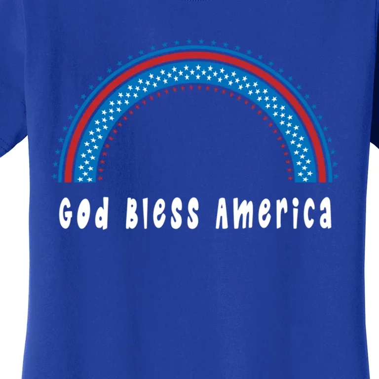 Cute God Bless America Patriotic Red White Blue Rainbow Gift Women's T-Shirt