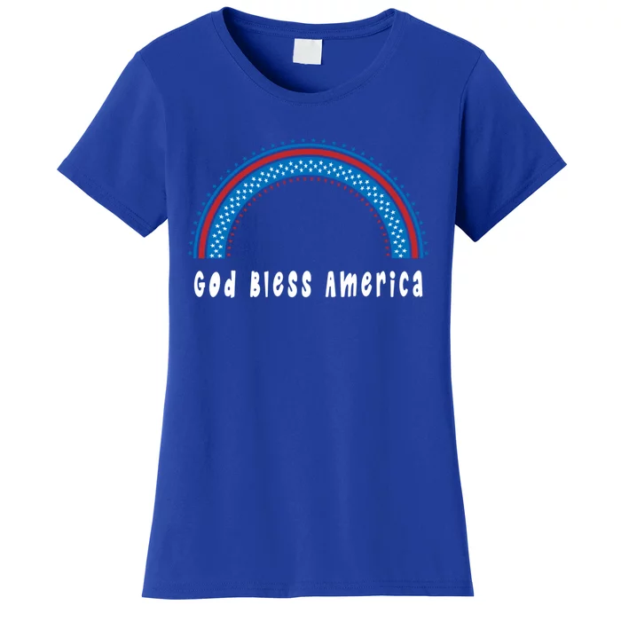 Cute God Bless America Patriotic Red White Blue Rainbow Gift Women's T-Shirt