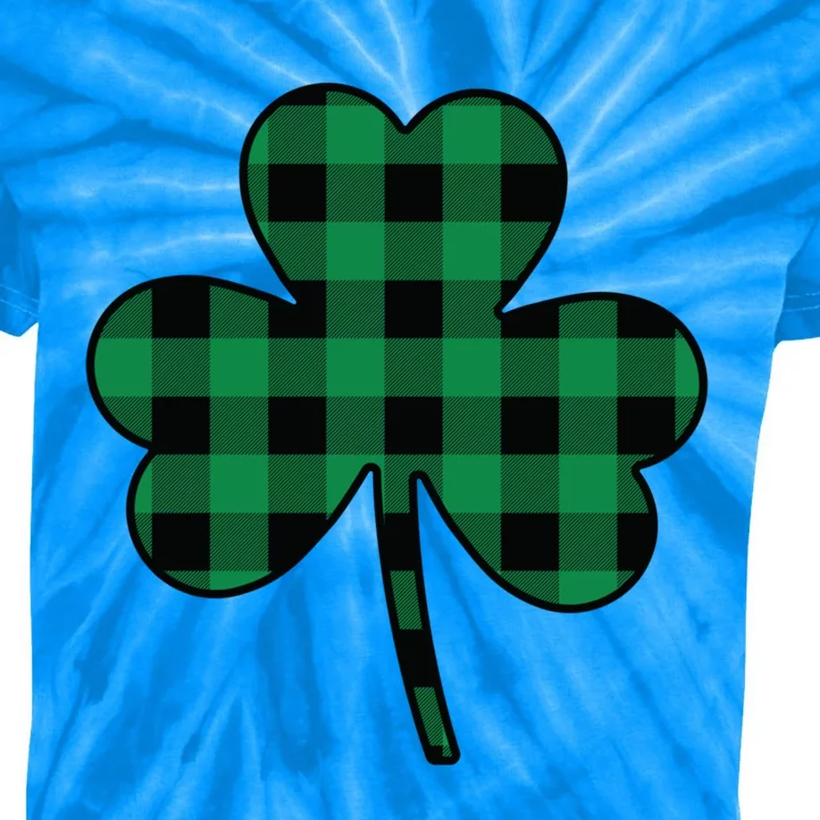 Cute Green Buffalo Plaid Shamrock St Patricks Day Funny Gift Kids Tie-Dye T-Shirt