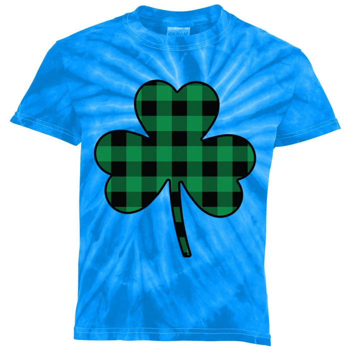 Cute Green Buffalo Plaid Shamrock St Patricks Day Funny Gift Kids Tie-Dye T-Shirt