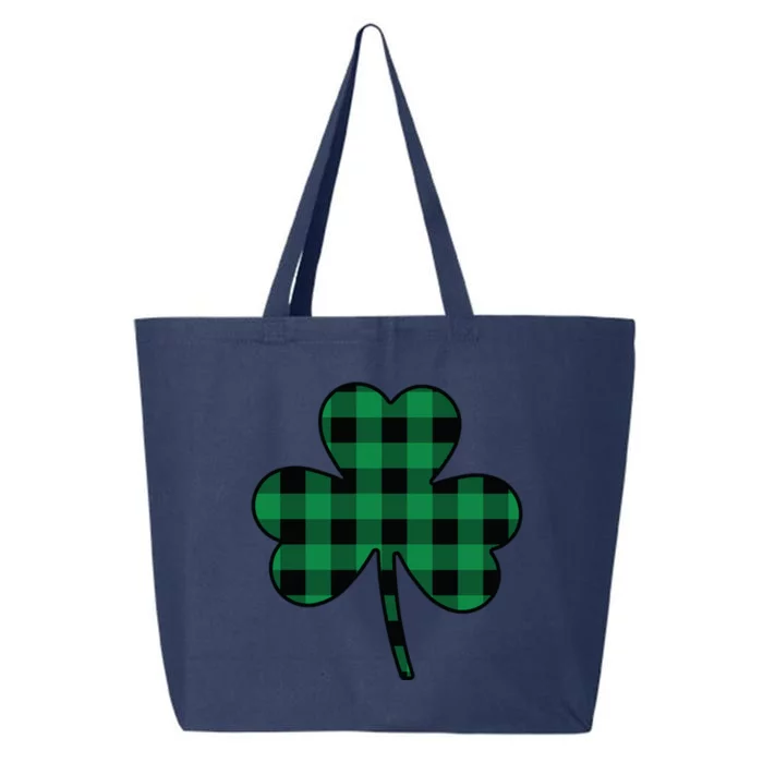 Cute Green Buffalo Plaid Shamrock St Patricks Day Funny Gift 25L Jumbo Tote