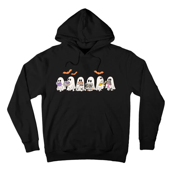 Cute Ghost Book Reading Halloween Tall Hoodie