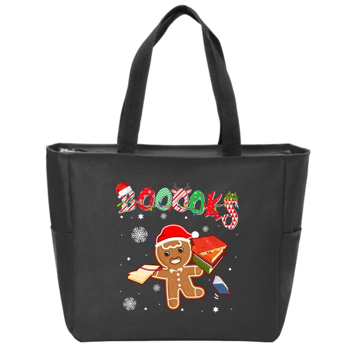 Christmas Gingerbread Books Librarian Reader Reading Teacher Zip Tote Bag