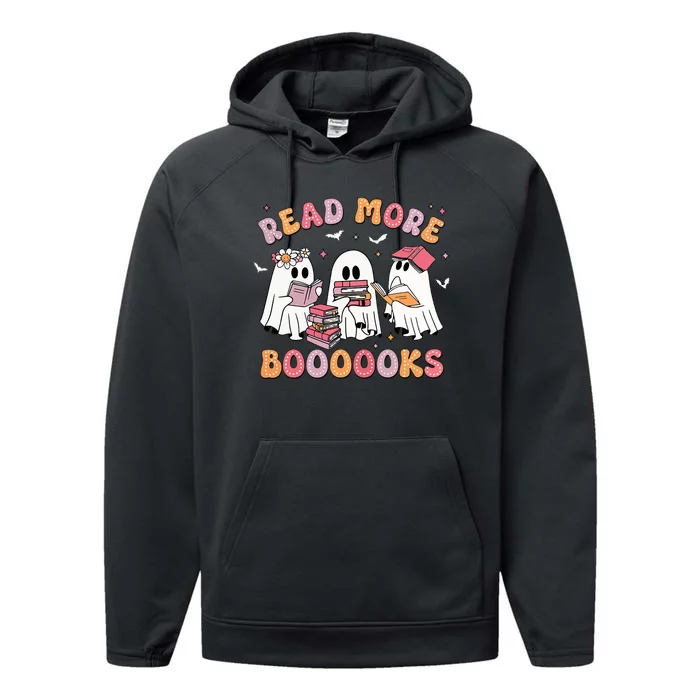 Cute Ghost Book Read More Books Funny Teachers Halloween Performance Fleece Hoodie