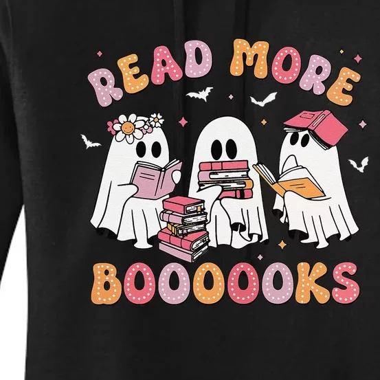 Cute Ghost Book Read More Books Funny Teachers Halloween Women's Pullover Hoodie