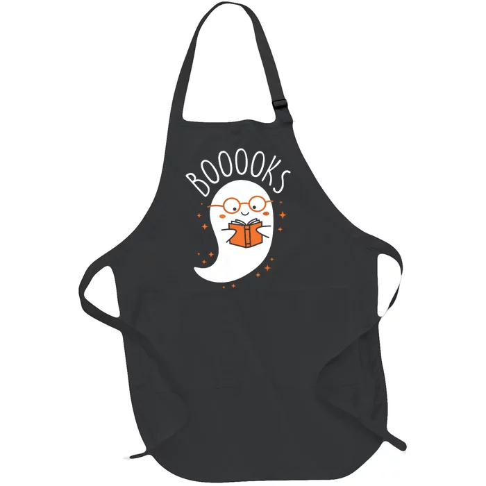 Cute Ghost Book Reading Halloween Teacher Full-Length Apron With Pocket