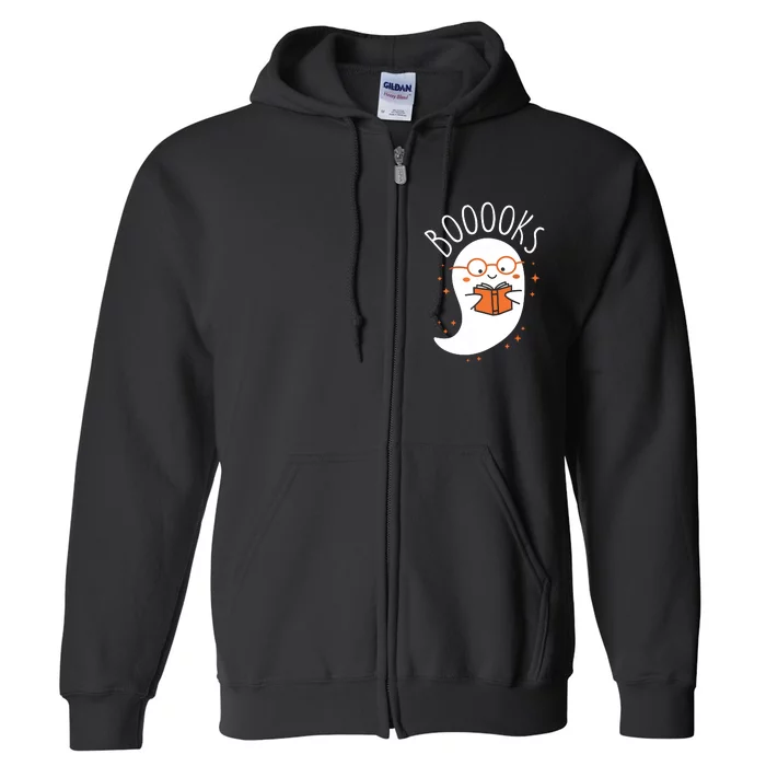 Cute Ghost Book Reading Halloween Teacher Full Zip Hoodie