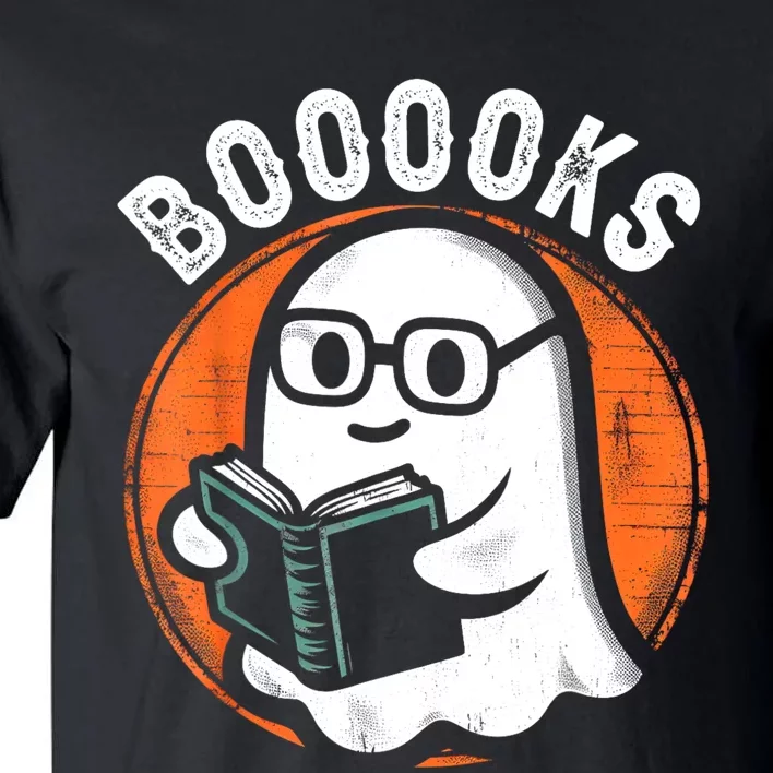 Cute Ghost Book Reading Books Lover Retro Halloween Teacher Tall T-Shirt