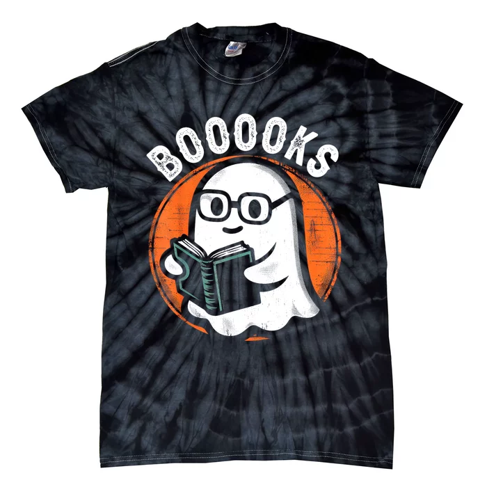 Cute Ghost Book Reading Books Lover Retro Halloween Teacher Tie-Dye T-Shirt