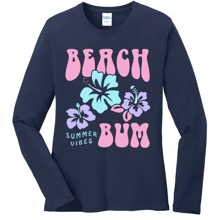 Coconut Girl Beach Bum Pastel Graphic Trendy 90s Retro Ladies Long Sleeve Shirt