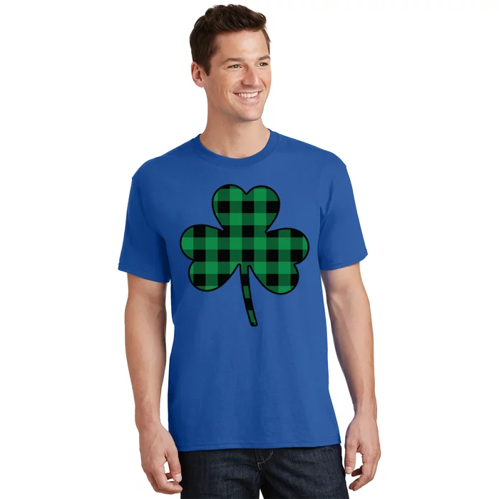 Cute Green Buffalo Plaid Shamrock St Patricks Day Gift T-Shirt