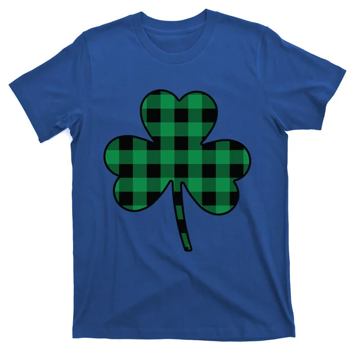 Cute Green Buffalo Plaid Shamrock St Patricks Day Gift T-Shirt