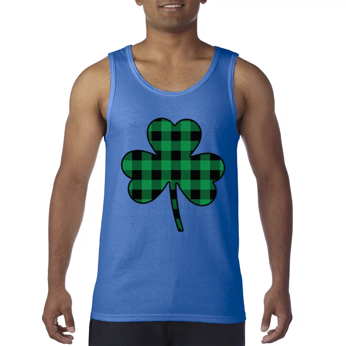 Cute Green Buffalo Plaid Shamrock St Patricks Day Gift Tank Top