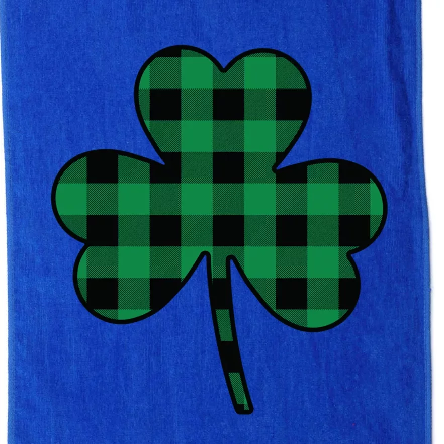 Cute Green Buffalo Plaid Shamrock St Patricks Day Gift Platinum Collection Golf Towel