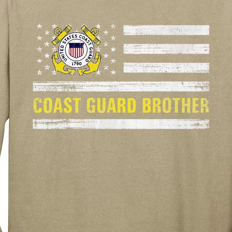 Coast Guard Brother With American Flag Gift For Veteran Day Tall Long Sleeve T-Shirt