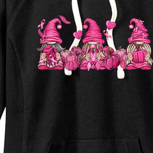 Cute Gnome Breast Cancer Three Gnomies Autumn Fall Halloween Great Gift Women's Fleece Hoodie