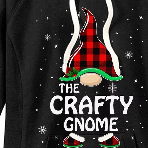 Crafty Gnome Buffalo Plaid Matching Family Christmas Pajama Women's Fleece Hoodie