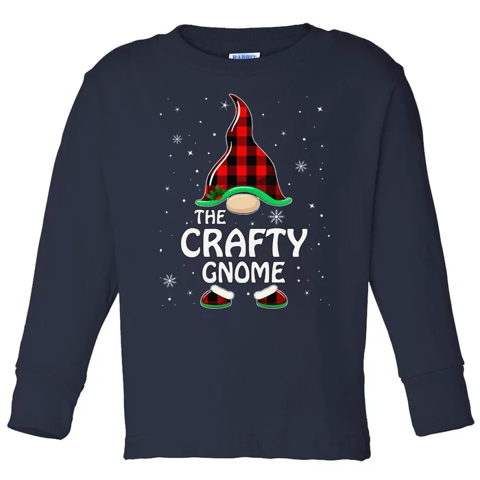 Crafty Gnome Buffalo Plaid Matching Family Christmas Pajama Toddler Long Sleeve Shirt