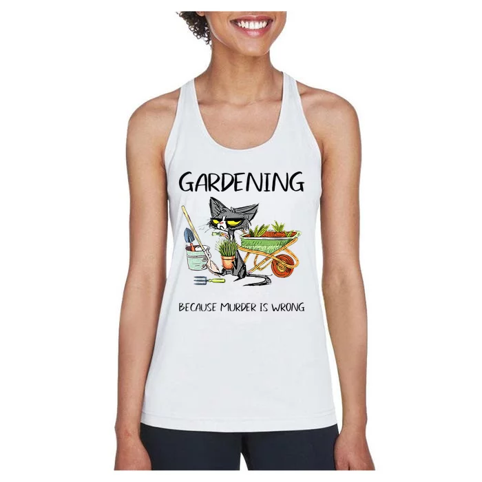 Christmas Gardening Because Murder Is Wrong Farmer Mom Women's Racerback Tank