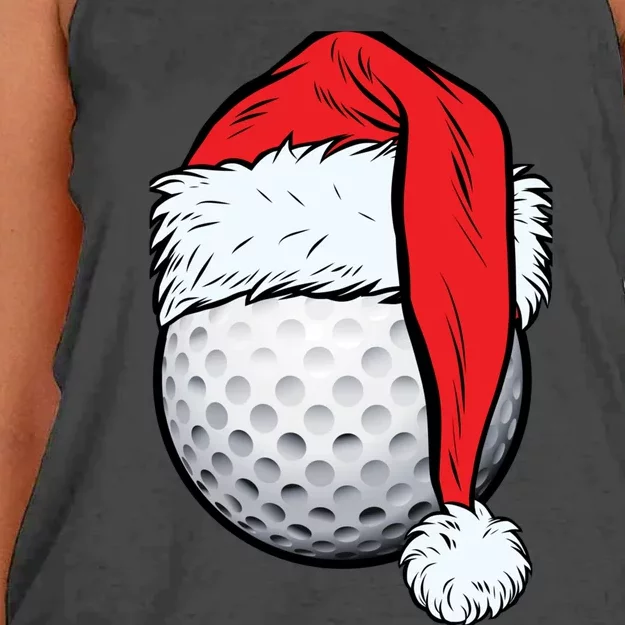 Christmas Golf Ball Santa Hat Funny Sport Xmas Women's Knotted Racerback Tank