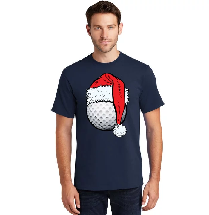 Christmas Golf Ball Santa Hat Funny Sport Xmas Tall T-Shirt