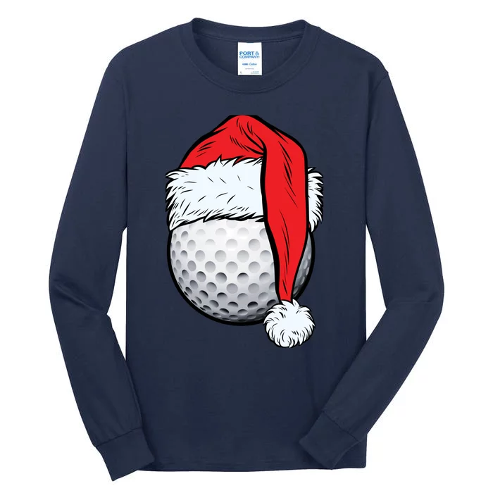 Christmas Golf Ball Santa Hat Funny Sport Xmas Tall Long Sleeve T-Shirt