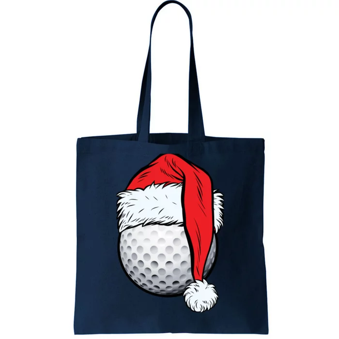 Christmas Golf Ball Santa Hat Funny Sport Xmas Tote Bag