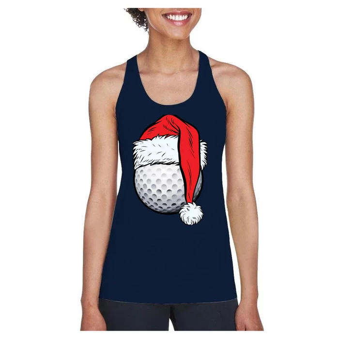 Christmas Golf Ball Santa Hat Funny Sport Xmas Women's Racerback Tank