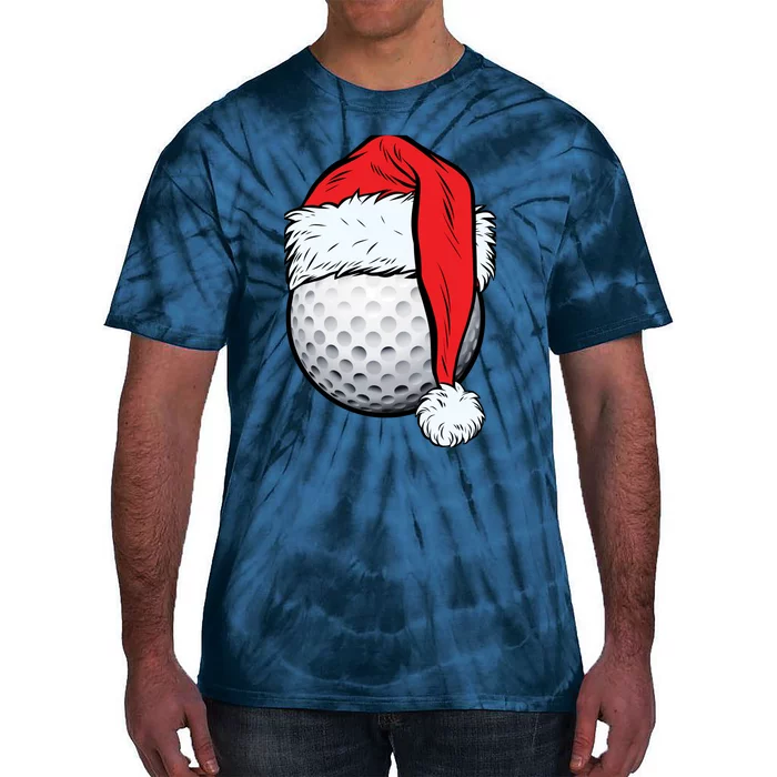 Christmas Golf Ball Santa Hat Funny Sport Xmas Tie-Dye T-Shirt