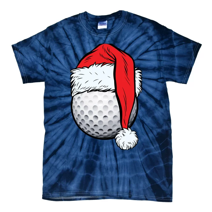 Christmas Golf Ball Santa Hat Funny Sport Xmas Tie-Dye T-Shirt