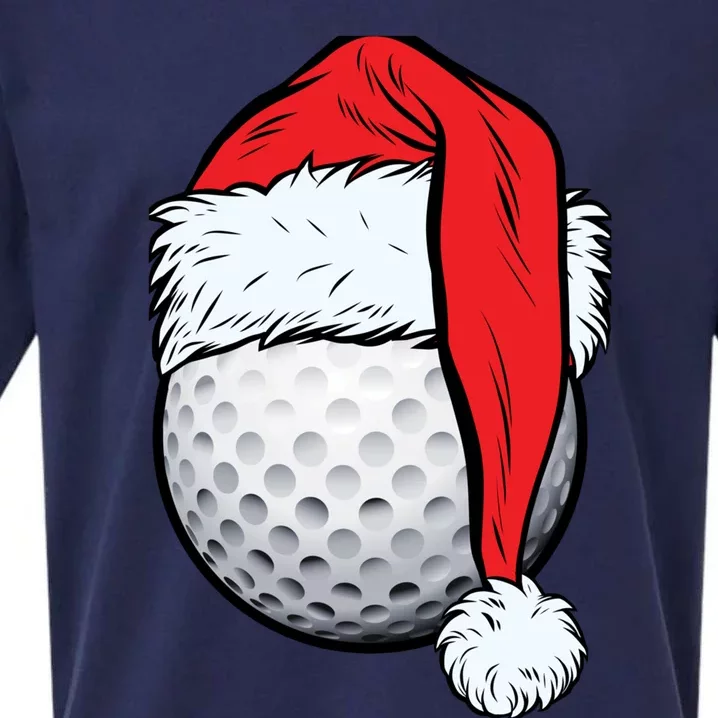 Christmas Golf Ball Santa Hat Funny Sport Xmas Sueded Cloud Jersey T-Shirt