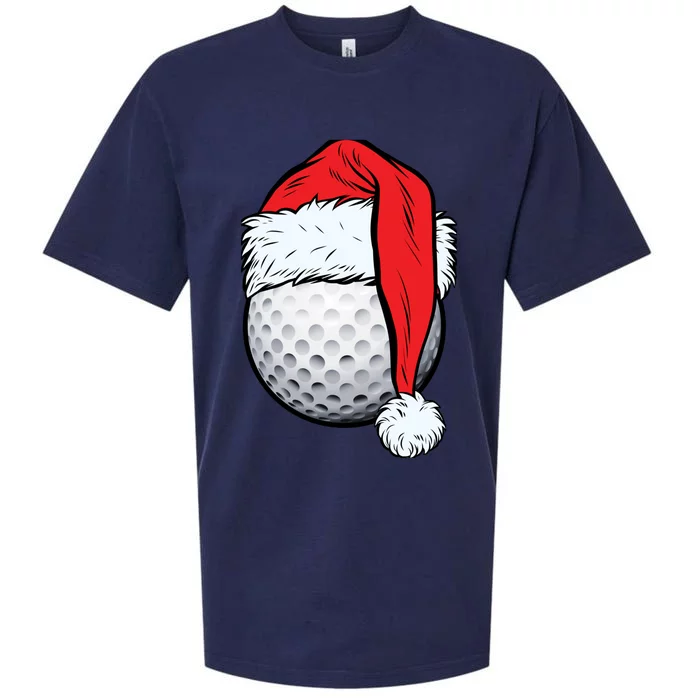 Christmas Golf Ball Santa Hat Funny Sport Xmas Sueded Cloud Jersey T-Shirt