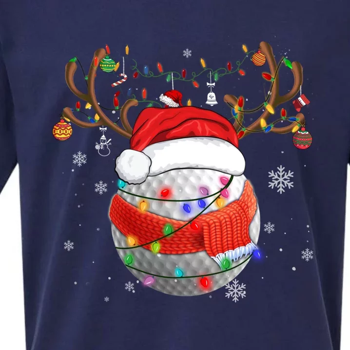 Christmas Golf Ball Santa Hat Funny Xmas Pajama Matching Cool Gift Sueded Cloud Jersey T-Shirt