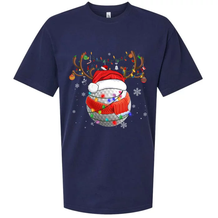 Christmas Golf Ball Santa Hat Funny Xmas Pajama Matching Cool Gift Sueded Cloud Jersey T-Shirt