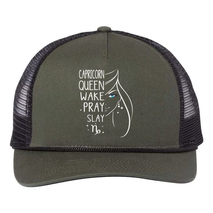 Capricorn Girls Black Queen Best January Birthday Gift Retro Rope Trucker Hat Cap