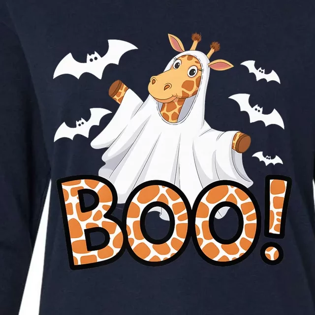 Cute Giraffe Boo Halloween Costume Zoo Lover Happy Halloween Custome Womens Cotton Relaxed Long Sleeve T-Shirt