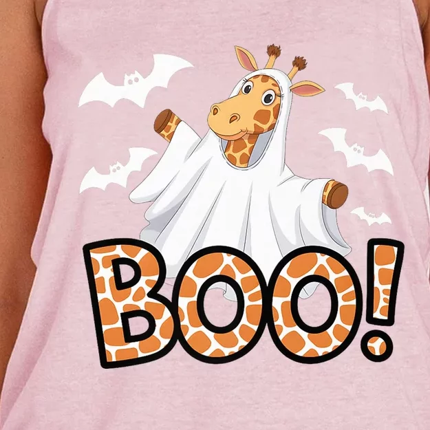 Cute Giraffe Boo Halloween Costume Zoo Lover Happy Halloween Custome Women's Knotted Racerback Tank