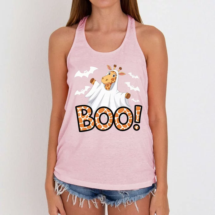 Cute Giraffe Boo Halloween Costume Zoo Lover Happy Halloween Custome Women's Knotted Racerback Tank