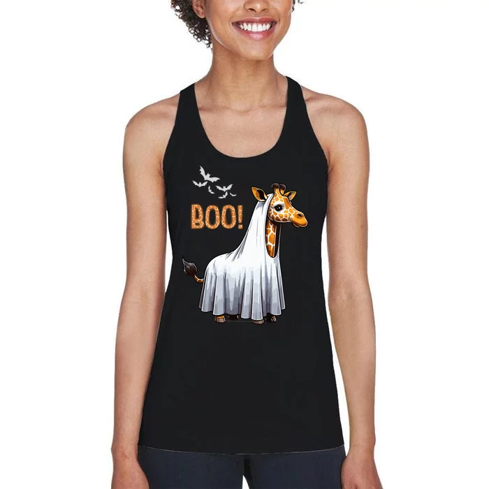 Cute Giraffe Boo Halloween Costume Zoo Lover Women's Racerback Tank