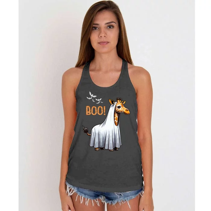 Cute Giraffe Boo Halloween Costume Zoo Lover Women's Knotted Racerback Tank