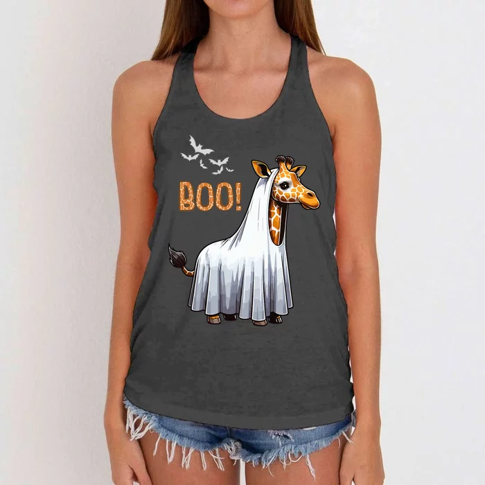 Cute Giraffe Boo Halloween Costume Zoo Lover Women's Knotted Racerback Tank