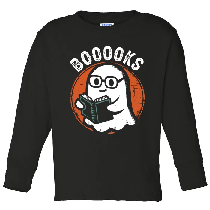 Cute Ghost Book Reading Books Lover Retro Halloween Teacher Toddler Long Sleeve Shirt