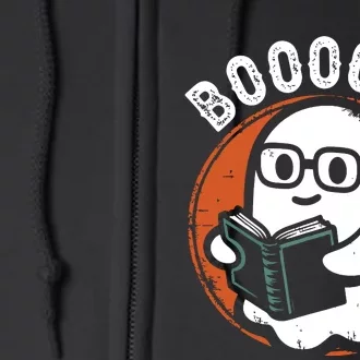 Cute Ghost Book Reading Books Lover Retro Halloween Teacher Full Zip Hoodie