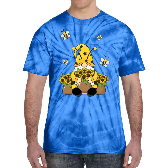 Cute Gnome Bee Summer Gnome Sunflower Basket Gnome Gift Tie-Dye T-Shirt